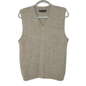 La Vicunita 100% Baby Alpaca Wool V-Neck Knit Sweater Vest Mens Small Tan‎ Cream